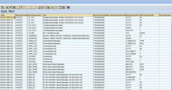 Berechtigungsquery in SAP Transaktion SQVI: Ergebnis als Liste