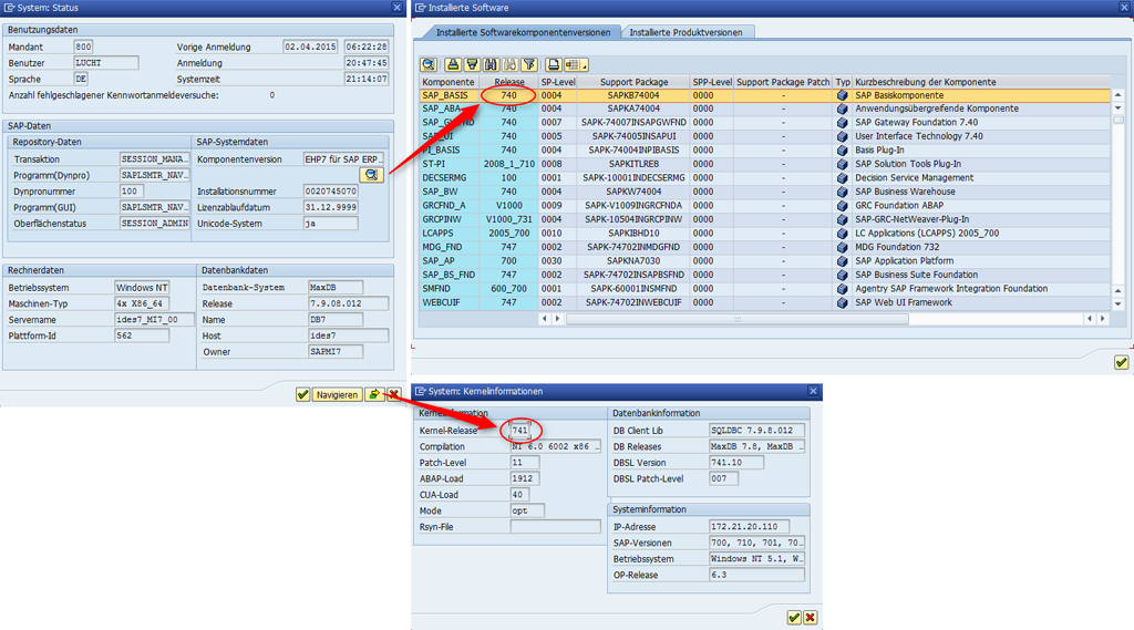 SAP NetWeaver Version und Kernelversion