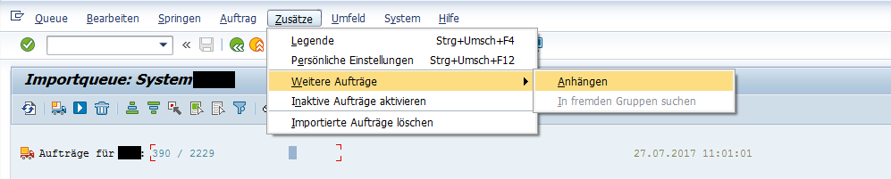 STMS - Aufträgen Anhängen