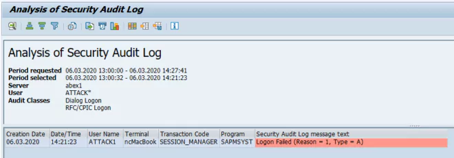 Beispiel aus SAP Security Audit Log